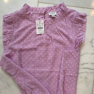 NWT J Crew Sleeveless Ruffleneck Top Clip Dot Medium